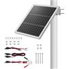 VEVOR Caricabatteria Solare Mantenitore di Carica 20W 12V per Pannelli Solari Cancelli Recinzioni per Fattoria Prato, Caricabatteria Celle Monocristalline con Staffa di Montaggio su Palo IP67