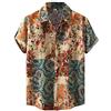 Xmiral Camicia Camicetta T-Shirt Uomo Moda Etnica Manica Corta Stampa Casual Hawaiana (XXL,19Giallo)