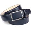 Anthoni Crown Cintura da uomo in blu scuro, cintura automatica in pelle da uomo a cricchetto per uomo, cintura da 35 mm senza fori, taglia personalizzata, Cognac Fiammato, 110 cm