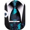 Barry.Wang Cravatte Uomo Seta Paisley floreale Fazzoletto e Gemelli per Festa di Matrimonio