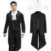 JDFAIJEAL - Giacca da uomo stile steampunk medievale vittoriano, giacca vintage, uniforme da frac, costume per Halloween e carnevale, costume da pirata e vampiro rinascimentale (nero, XXL)