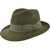 Melegari Cappello Fedora di Feltro di Lana | Waterproof And Crushable | Cappello Classico Two Pinch Crown | Made in Italy | Uomo Donna | Autunno Inverno (Verde, L)