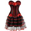 Generisch Corsetto da donna, abito gotico, corpetto burlesque con gonna in tulle, corpetto a righe, costume da steampunk, gonna a spita, abito sexy, O rosso., M