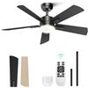 Pureglow Ventilatore da soffitt 38'' con luce, 5 pale ABS reversibili, motore DC silenzioso 6 velocità, LED 3 tonalità, memoria, flusso reversibile per camera e soggiorno - Classe energetica A