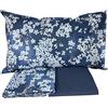 Fazzini completo lenzuola per Letto singolo in Puro Percalle di cotone art. Kimono (Blu 5)