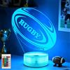 Okayera Luce notturna 3D a tema rugby, telecomando con 16 colori che cambiano, dimmer e timer, decorazione sportiva regalo per ragazzi e allenatori