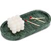TABHOUKIT Vassoio Marmo Ovale, Verde, 25 x 12 cm | Vassoio Portaoggetti Bagno, Organizzazione per Svuotatasche Ingresso, Candele, Profumi, Tessuti, Sapone, Shampoo, Cosmetici