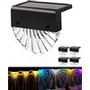 Bellanny Luci Solari da Giardino, 4Pcs Faretti Solare Led da Esterno, 2 Mode,Bianco Caldo/Colore Lampada da Scale, IP65 Impermeabile Fari Terra per Patio Segnapasso Sentieri Recinzione Balcone Parete