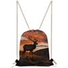 KHAUERBC Red Deer Bull Elk Sunset Borsa con coulisse resistente agli spruzzi, borsa da palestra con cinghie regolabili, zaino per sport, palestra, viaggi, nuoto