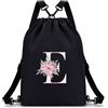 A-Z BAG Borsa con coulisse iniziale da donna, 4 in 1, convertibile, per nuoto, palestra (E)