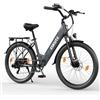 ESKUTE C100 Plus Bici Elettrica, 26 Pollici Bicicletta Elettrica, Motore 250W, Batteria Rimovibile 36V 13Ah, Velocità Massima di 25 km/h, 7 Velocità, Display LCD, E-bike per Adulti