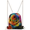 KHAUERBC Rainbow Rose - Borsa con coulisse a prova di schizzi, borsa da palestra con cinghie regolabili, zaino per sport, palestra, viaggi, nuoto