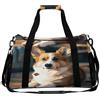 ADFGYERH Smart Corgi, tracolla regolabile, doppia cerniera, borsa tote con grande capacità e multifunzione, borsa da viaggio per donne, viaggi, palestra, fine settimana.