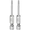 QUARKZMAN 2pz T8 Bit Torx di Sicurezza 1/4 Gambo Esagonale 2 Lungo Acciaio S2 Magnetica Antimanomissione Star Bits Cacciavite Testa Torx con Foro per Rimuovere Viti Fissaggio