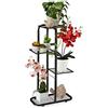Relaxdays Scaffale Portafiori in Metallo, Fioriera da Esterno e Interno 4 Mensole Porta Piante, 81x44x24,5 cm, Nero
