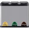 Relaxdays Cestino, 3 Scomparti, 24 L, Pedale, differenziatore rifiuti, HLP 39,5 x 46 x 26,5 cm