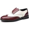 Ninepointninetynine Scarpe Formali da Uomo Stringate Brogue Punta ad Ala in Rilievo Pelle PU Scarpe Oxford Bicolore Scarpe Basse Antiscivolo Suola in Gomma Antiscivolo Tacco Largo (Color : Red White