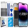 Generic CHOWCHOW - Kit di ricambio per schermo LCD e OLED per iPhone 15 Pro, con pellicola protettiva in vetro temperato, durezza 9H, display con strumenti di riparazione, kit professionale per smartphone LCD
