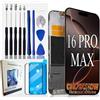 Generic CHOWCHOW PER IPHONE 16 PRO MAX LCD/OLED + FRAME SCHERMO DI RICAMBIO, KIT CON PROTEZIONE IN VETRO TEMPERATO Durezza 9H, Display con strumenti di riparazione, kit professionale per smartphone LCD/OLED