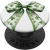 Coquette Aesthetic Green Bows & Ribbons Simpatico fiocco verde trifoglio 4 foglie giorno di San Patrizio Paddys Day PopSockets PopGrip Adesivo