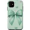Coquette Aesthetic Green Bows & Ribbons Custodia per iPhone 11 Carino Mint Verde Bow Modello Coquette Ragazze Estetica