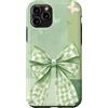 Coquette Aesthetic Green Bows & Ribbons Custodia per iPhone 11 Pro Grazioso nastro verde a scacchi verde menta scuro verde salvia