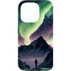 PM-Artistic Custodia per iPhone 14 Pro Aurora Boreale sulle montagne Meraviglie naturali a colori