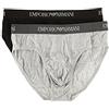 Emporio Armani Underwear 2-Pack Brief Pure Cotton, Mutande Uomo, Nero/Grigio (Melange), S