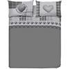 PENSIERI DELICATI Completo Letto Matrimoniale 100% Cotone, Completo Lenzuola Matrimoniali 180x200 Comprensivo di Lenzuolo sotto, sopra e 2 Federe, Made in Italy, Fantasia Love Mountain Grigio