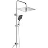 JOHO Colonna Doccia Acciaio Inox Fori Muro Regolabili, Asta Doccia Saliscendi con Doccetta e Soffione, Set Doccia a Pioggia senza Miscelatore, 25x25 cm Cromo