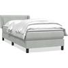 vidaXL Letto a molle con materasso grigio chiaro 90x220 cm in velluto