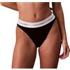 Calvin Klein Donna Slip Taglio Bikini High Leg con Fascia con Logo, Nero (Black), S