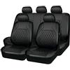 LiYaBaiHuo 9 Pezzi coprisedili Auto per MG ZS Hybrid+ Luxury (2024 2025), Traspirante Cuscino Pelle Set Coprisedili Protezione Interno Accessori,A/Black