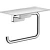 hansgrohe AddStoris - Portarotolo con mensola, portarotolo per montaggio a parete, porta carta igienica, fissaggio nascosto, accessori bagno, cromo, 41772000