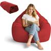 BOFITENG Fodera per pouf XL per adulti (solo fodera, senza imbottitura), con tasche laterali, per riporre peluche, per camera da letto, ufficio, soggiorno, terrazza, 100 x 120 cm(rosso)