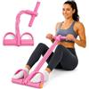 WTZHHK Banda Elastica con Pedali e Maniglie, Elastico Fitness per Allenamento a Casa, Attrezzo Addominali per Braccia Gambe e Addome(Pink,8-strand)