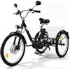 DESHENG M300 triciclo elettrico per adulti con motore brushless da 250W, batteria rimovibile da 36V15 Ah/18 Ah triciclo elettrico ideale per gli anziani che si spostano in citt (nero, batteria da 36 V 15 Ah)
