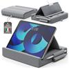 Mihoho Cuscino supporto per tablet, cuscino morbido con tasca, supporto con vano portaoggetti, supporto pieghevole per iPad, ideale per gambe, letto, divano e scrivania (Grigio K)