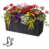Relaxdays Fioriera da Balcone autoirrigante, AxLxP 19x50x19 cm, Fissaggio ringhiera, Inserto con indicatore, PP, Nero