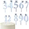 Generico Set portacandele compleanno, candeline con numeri da 0 a 9 per torte di compleanno, numeri riutilizzabili in argento/oro per topper per torta per amici di famiglia feste vacanze casa al coperto