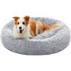 Feandrea Cuccia Cane Interno a Ciambella, Diametro 100 cm | Cuscino Sfoderabile e Lavabile, Tappeto di Peluche, Giacinto Grigio, Collezione BOBBEE PGW042G01