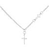 RUGGED steel - Collana da donna in acciaio inox con 2 piccoli ciondoli a forma di croce - catena corta 40 cm (+4 cm di estensione) - impermeabile - ipoallergenico - argento - con scatola portagioie
