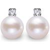 VIKI LYNN Gemshadow donne 925 sterling Silver CZ orecchini di perle d' acqua dolce 8 - 9 mm