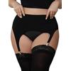 Moon Wood Reggicalze a vita alta per taglie forti, con 4 clip in metallo vintage, per calze e lingerie da donna, nero, XX-Large/XXX-Large