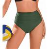 Ekouaer Slip Costume Donna Vita Alta Bikini Arricciati Costumi da Bagno Donna Controllo Pancia Pantaloncino S-XXL Verde Oliva M