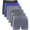 Channo Boxer in Senza Cuciture, Morbidi e Confortevoli. Design Originale a Tinta Unita - Confezione da 6, Strisce E, L