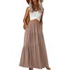 GRECERELLE Gonna Estiva da Donna Lunga a Vita Alta Stile Boho Signore Gonna Casual Maxi Gonna Elasticizzata Elegante a A Line con Tasche per Donna IT, Grigio caffè., XXL