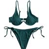 ZAFUL - Costume da bagno 2 pezzi da donna, bikini, con ferretto, motivo leopardato, incrociato, effetto push-up, a vita alta, S