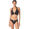 Michael Kors Solid Logo Ring Halter Top Parte Superiore del Bikini, Nero, M Donna