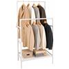 Relaxdays Appendiabiti, 2 aste con ripiano, HBT: 157 x 85 x 46 cm, Metallo e Tessuto, Guardaroba, Bianco